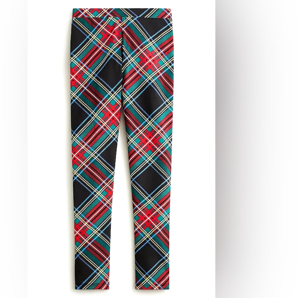 Crewcuts girls plaid leggings, 7, black/ red